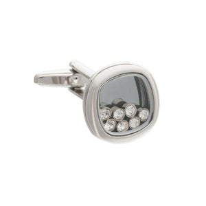 Lucky Seven Clear Crystal Cufflinks by Elizabeth Parker