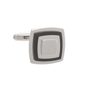 Multi-layered Square Cufflinks with Gun Metal Plate by Elizabeth Parker