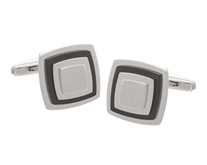 Multi-layered with Gunmetal Plate Square Cufflinks