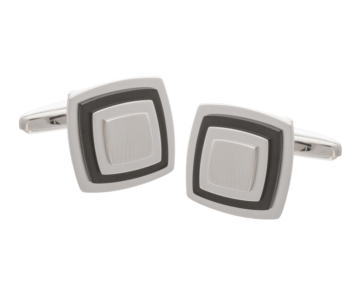 Multi-layered with Gunmetal Plate Square Cufflinks