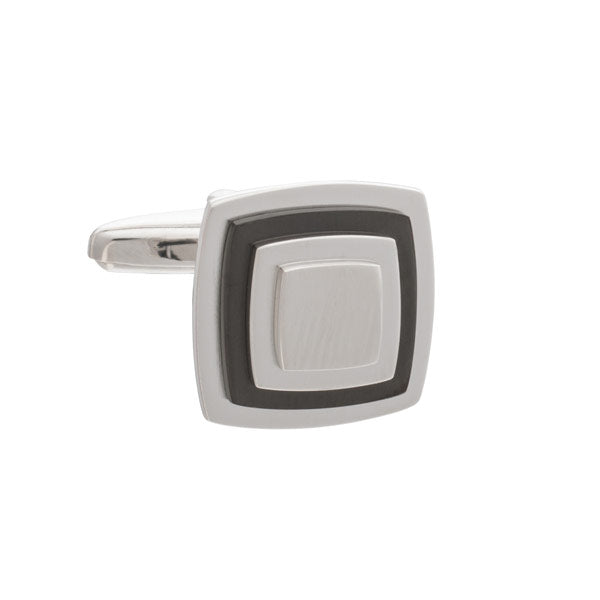 Multi-layered Square Cufflinks with Gun Metal Plate by Elizabeth Parker