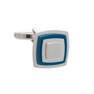 Multi-layered Square Cufflinks with Blue Plate by Elizabeth Parker