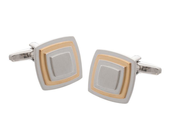 Multi-layered Gold Plate Square Cufflinks