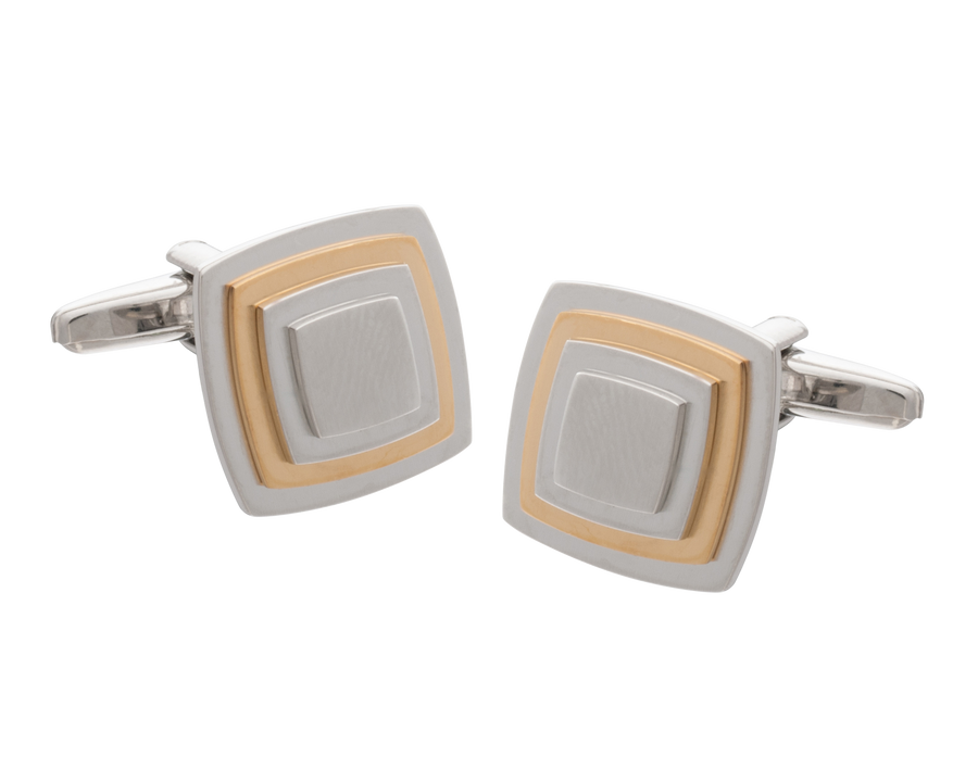 Multi-layered Gold Plate Square Cufflinks