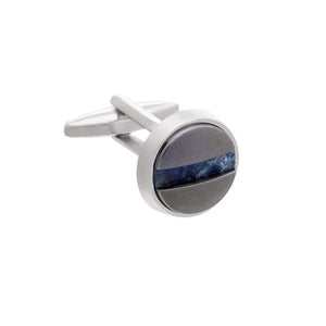 Slotted Screw Cufflinks in Gun Metal and Sodalite