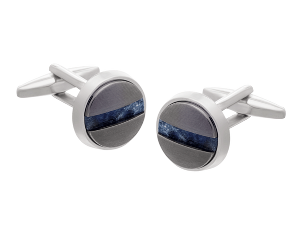 Slotted Screw Gunmetal Sodalite Cufflinks