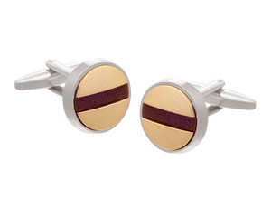 Slotted Screw Gold Plate Brown Goldstone Cufflinks