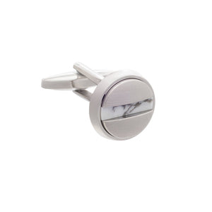 Slotted Screw Cufflinks in Silver Plate and Howlite