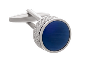 On The Edge Round Blue Cufflinks by Elizabeth Parker