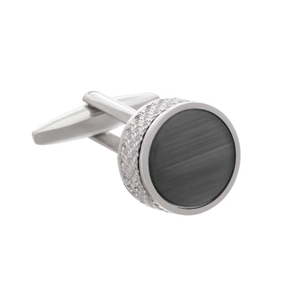 On The Edge Round Grey Cufflinks by Elizabeth Parker