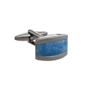 Gun Metal Colour My World Rectangular Cufflinks with Aventurine Centre by Elizabeth Parker