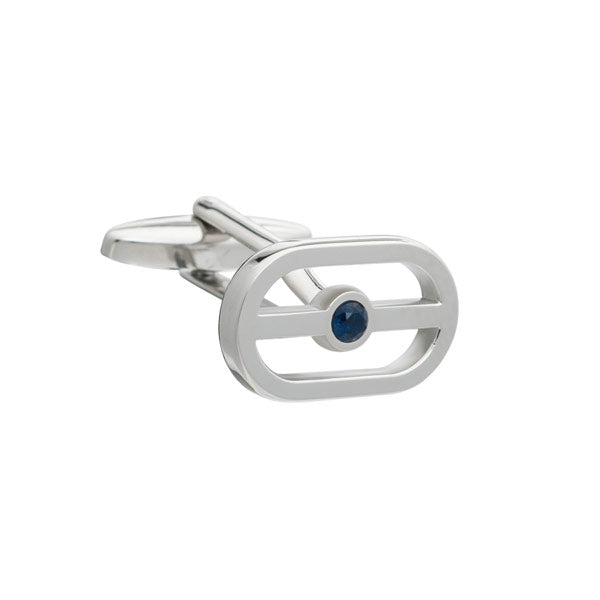 Elizabeth Parker Buckle Cufflinks with Blue Crystal 