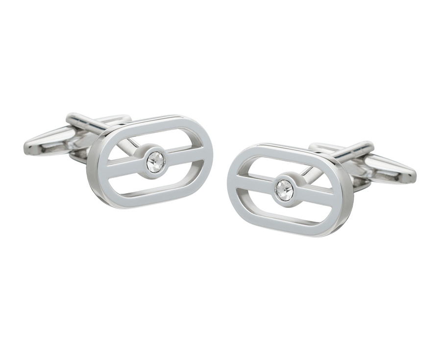 Buckle Clear Crystal Cufflinks