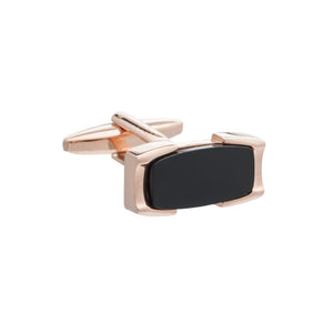 Rose Gold and Black Onyx Crowning Glory Rectangular Cufflinks By Elizabeth Parker