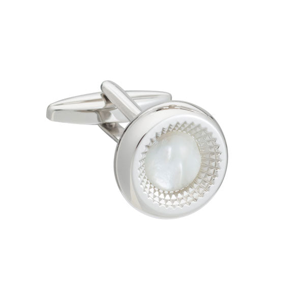 Elizabeth Parker Centre of Attention Round Mother of Pearl Cufflinks