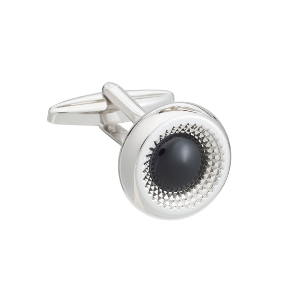 Elizabeth Parker Centre of Attention Black Onyx Round Cufflinks