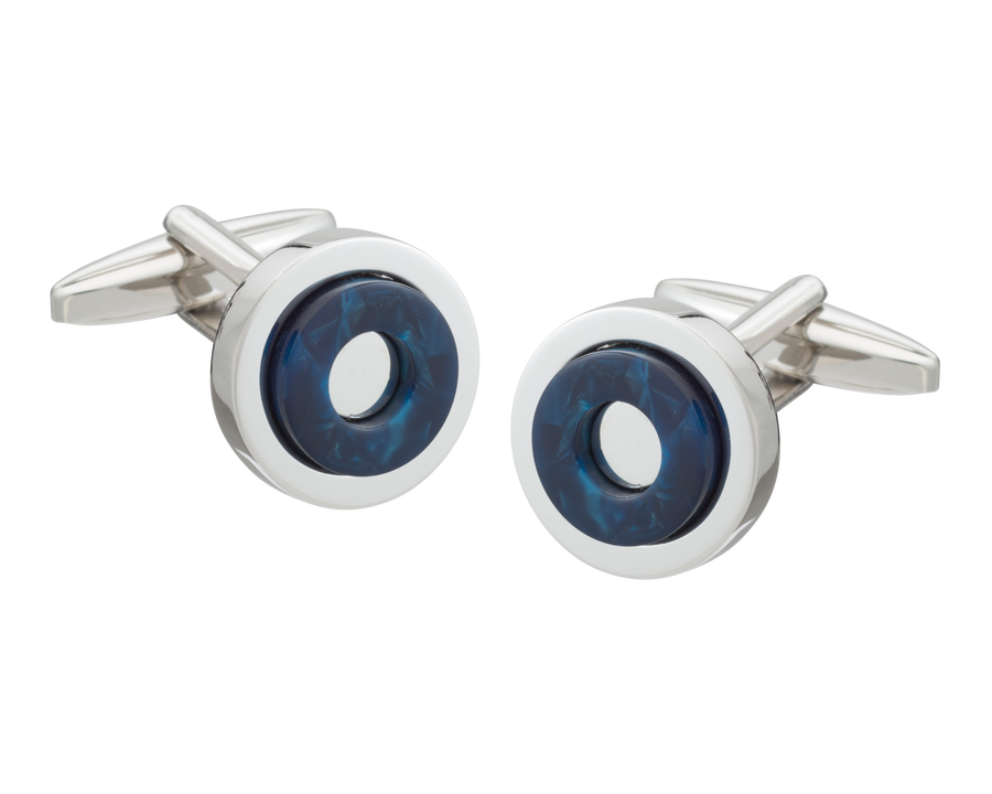 'Round in Circles' Blue Cufflinks