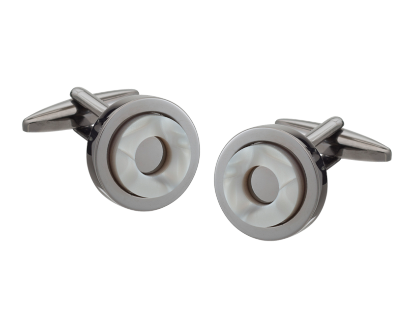 'Round in Circles' Gunmetal Cufflinks