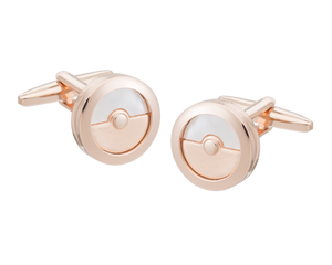 Round Cell Rose Gold Mother of Pearl Cufflinks