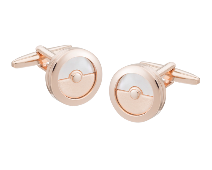 Round Cell Rose Gold Mother of Pearl Cufflinks