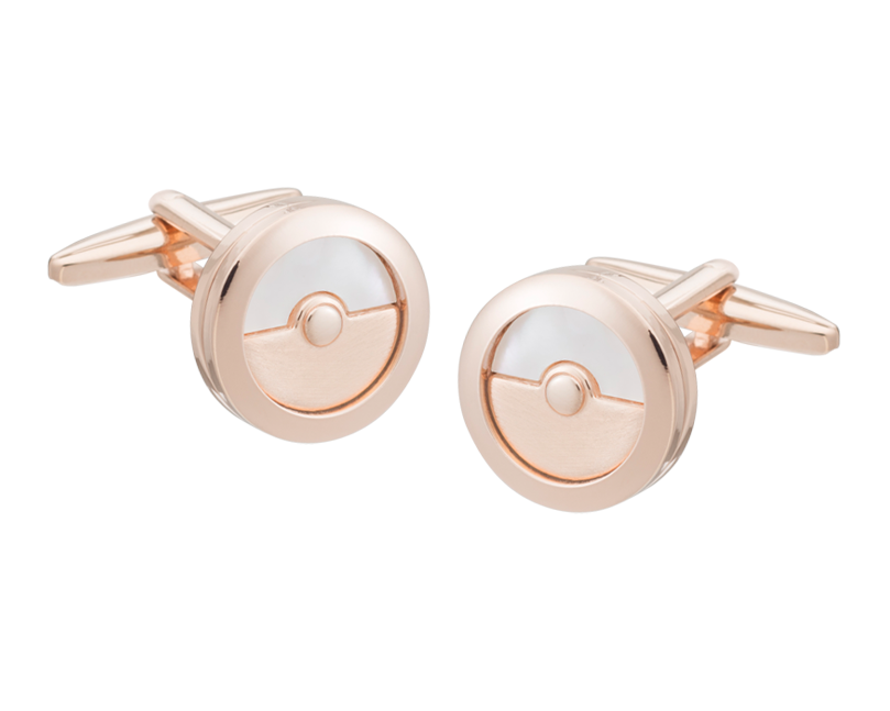 Round Cell Rose Gold Mother of Pearl Cufflinks