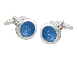 'World At Dawn' Round Blue Cufflinks