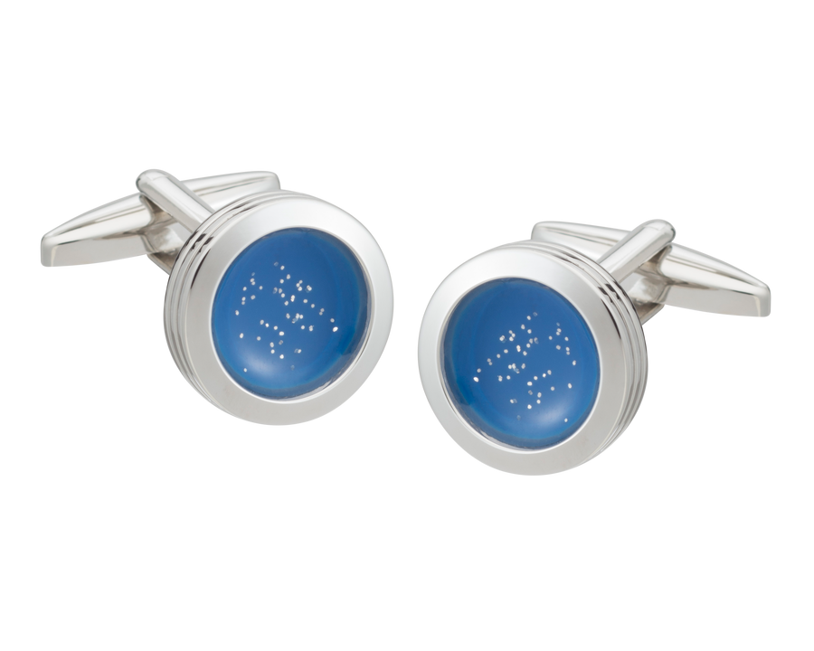 'World At Dawn' Round Blue Cufflinks