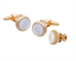 Signature Collection No2 Mother of Pearl Cufflink and Lapel Pin Set