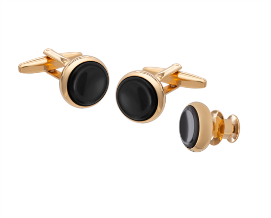 Signature Collection No1 Onyx Cufflink and Lapel Pin Set