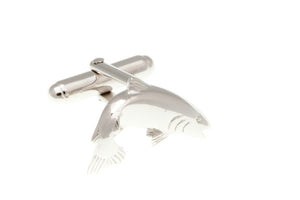 Shaped Fish Plain Metal Simply Metal Cufflinks - by Elizabeth Parker England