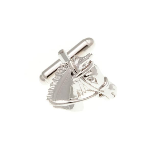 Shaped Horse Head Simply Metal Cufflinks by Elizabeth Parker England