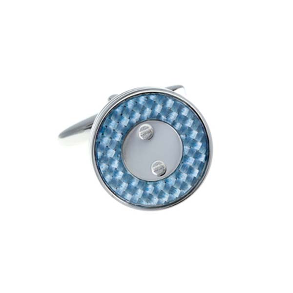 Screw Plated Blue Carbon Fibre Cufflinks By Elizabeth Parker