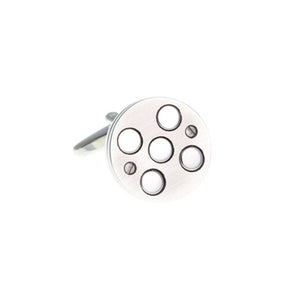 5 Circle Brushed Silver Round Plain Metal Simply Metal Cufflinks by Elizabeth Parker