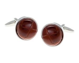 Brown Leather Vintage Button Cufflinks