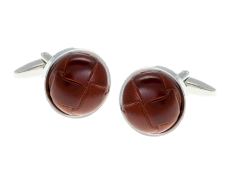 Brown Leather Vintage Button Cufflinks