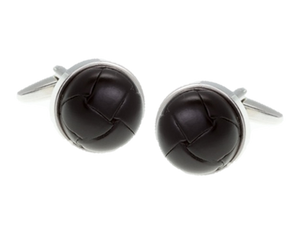 Matt Black Leather Vintage Button Cufflinks