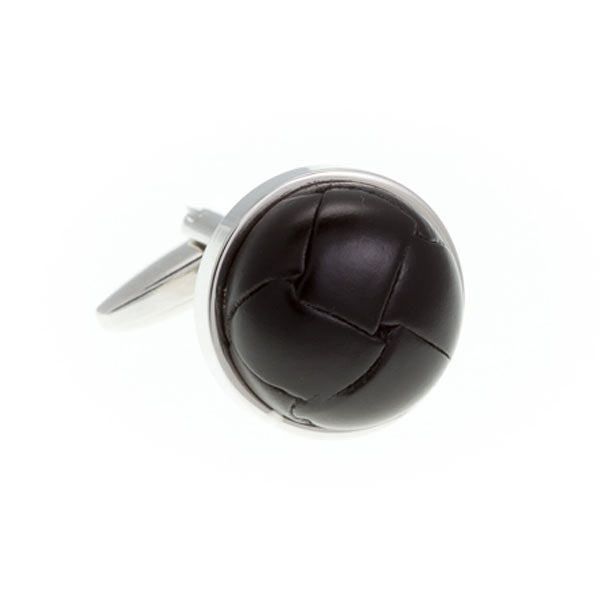 Matt Black Leather Vintage Button Cufflinks by Elizabeth Parker England