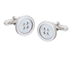 Solid Silver and Mother of Pearl Button Cufflinks