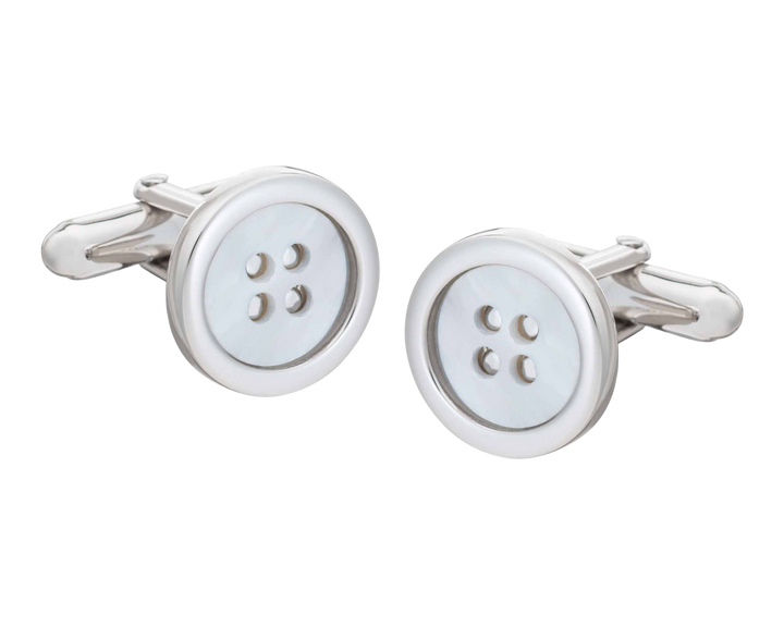 Solid Silver and Mother of Pearl Button Cufflinks