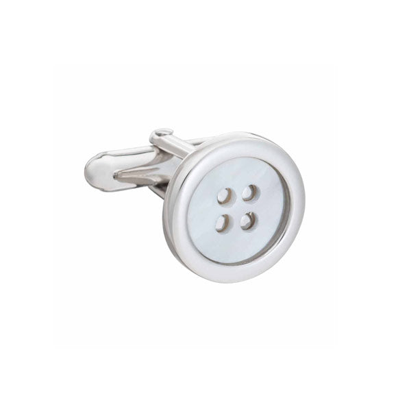 .925 Solid Silver and Mother of Pearl Button Cufflinks by Elizabeth Parker