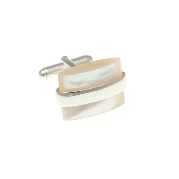 Saturn Mother Of Pearl .925 Solid Silver Cufflinks by Elizabeth Parker England