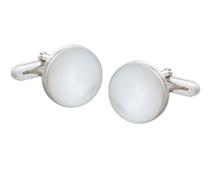Solid Silver Mother of Pearl Full Moon Cufflinks