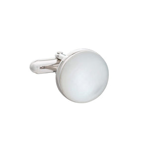 .925 Solid Silver Round Mother Of Pearl Full Moon Luxury Cufflinks By Elizabeth Parker