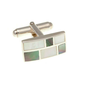 Oblong Brickwork Cufflinks in Mother of Pearl and .925 Solid Silver by Elizabeth Parker