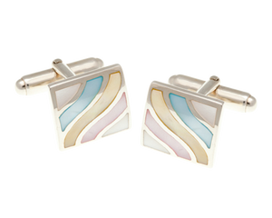 Solid Silver Subtle Wave Mother Of Pearl Cufflinks