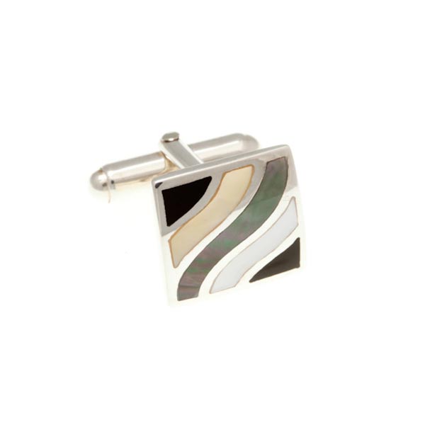 Subtle Wave Semi Precious Stone And .925 Solid Silver Cufflinks by Elizabeth Parker England