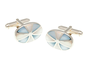 Solid Silver Sunray Mother of Pearl Cufflinks