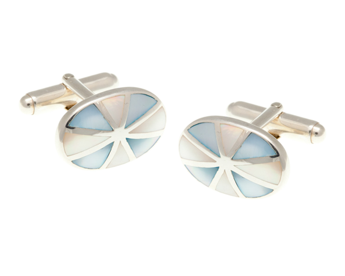 Solid Silver Sunray Mother of Pearl Cufflinks