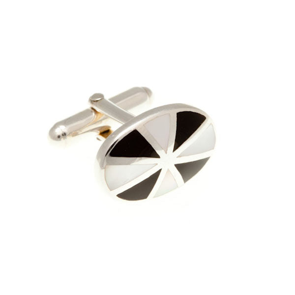 Sunray Cufflinks in .925 Solid Silver Mother of Pearl And Black Onyx by Elizabeth Parker