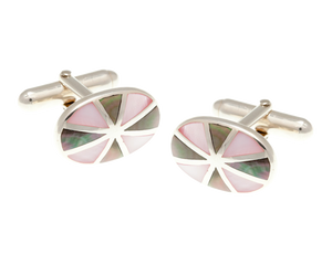 Solid Silver Sunray Mother of Pearl Cufflinks